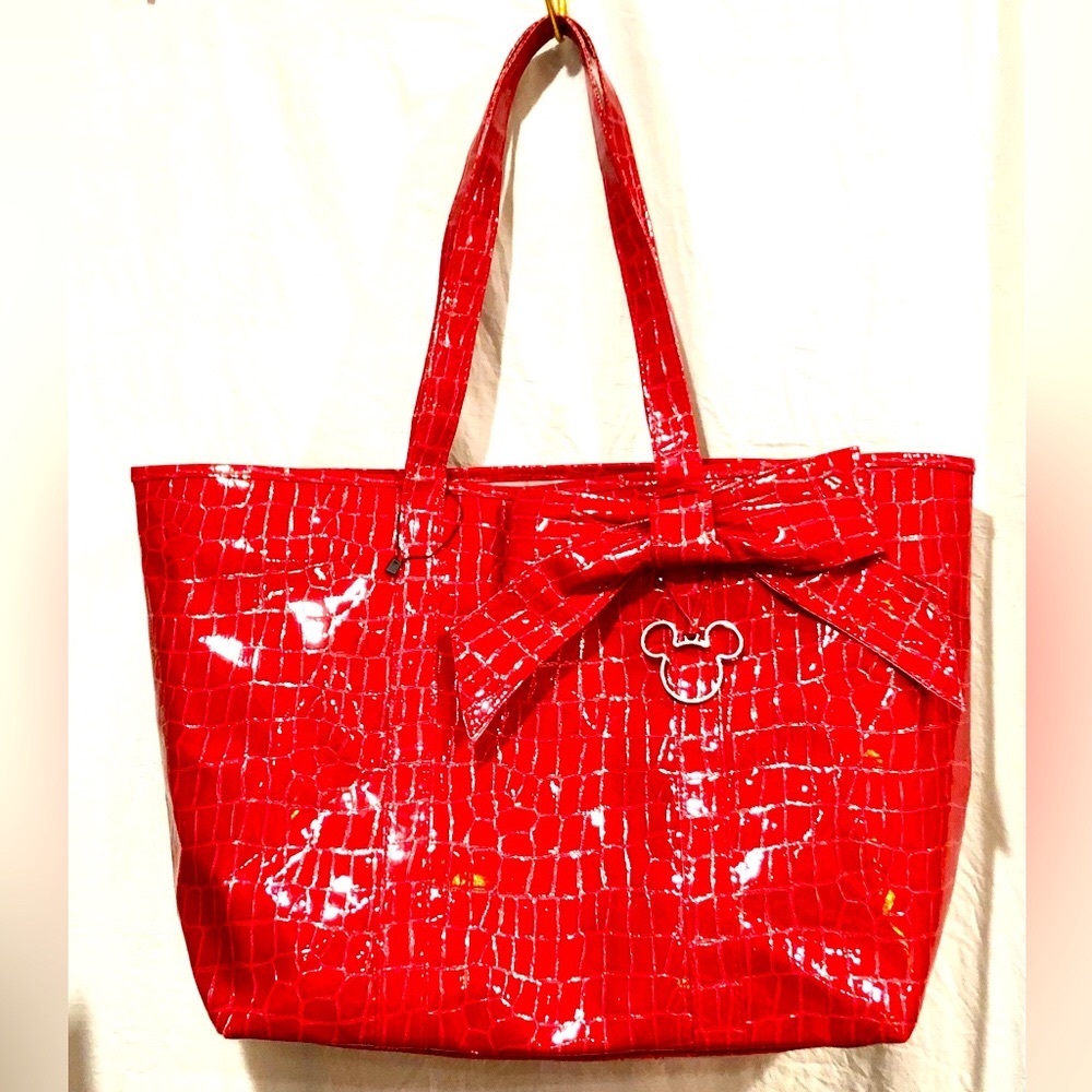 🦋WALT DISNEY WORLD Disneyland Resort large red tote size 21x15 NWOT - Picture 5 of 11